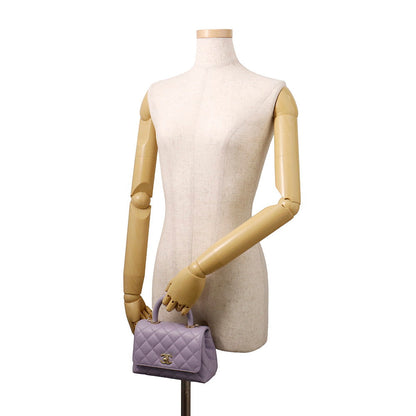 CHANEL Coco handle Light PurpleAS2215 Caviar Leather Size XXS