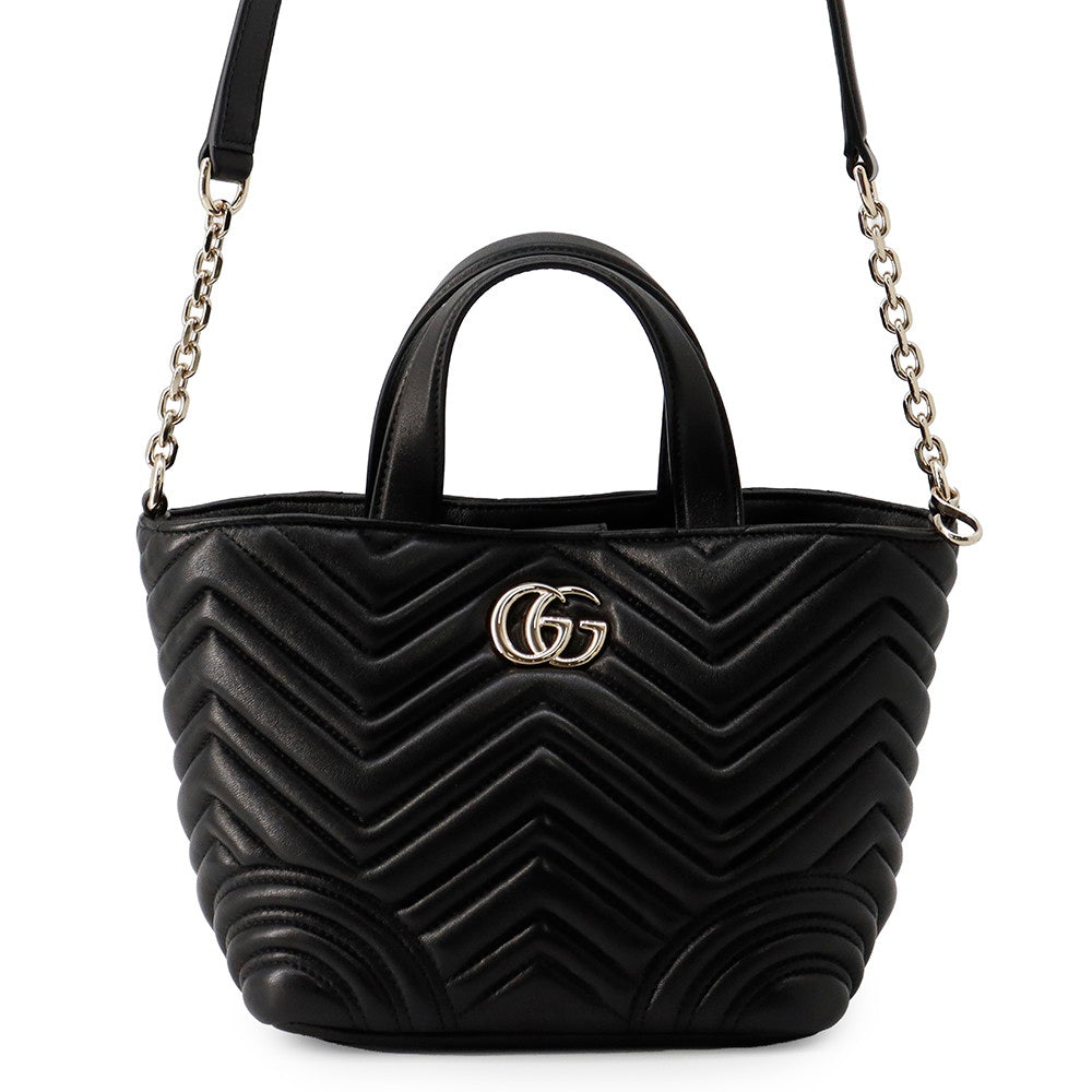 GUCCI GG Marmont Tote Bag Black?847386 Lambskin Size Small