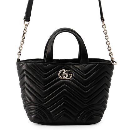 GUCCI GG Marmont Tote Bag Black?847386 Lambskin Size Small