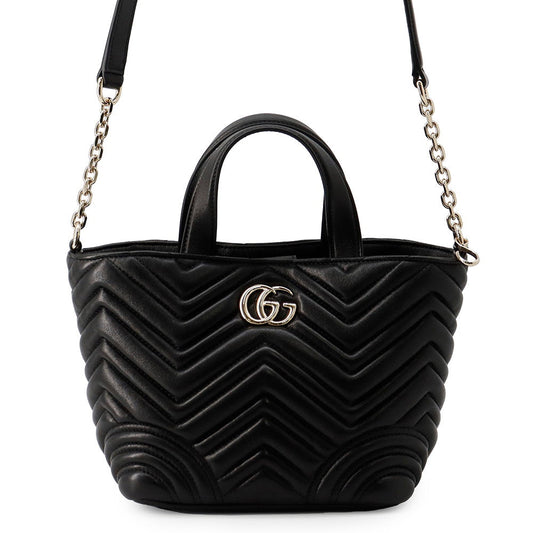 GUCCI GG Marmont Tote Bag Black?847386 Lambskin Size Small