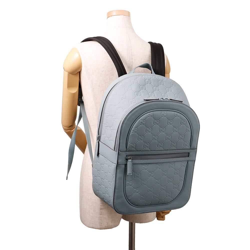 GUCCI Rubber Effect Backpack Light Blue771280 GG rubber effect leather Size Medium