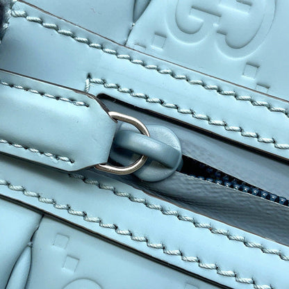 GUCCI Rubber Effect Backpack Light Blue771280 GG rubber effect leather Size Medium