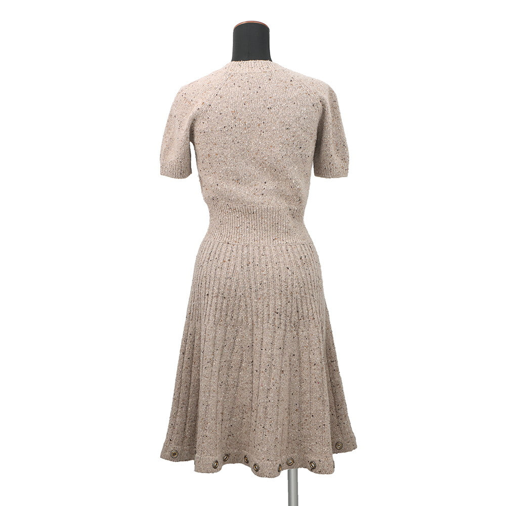 CHANEL Knit design dress Size 36 BeigeP55443 Cashmere100%