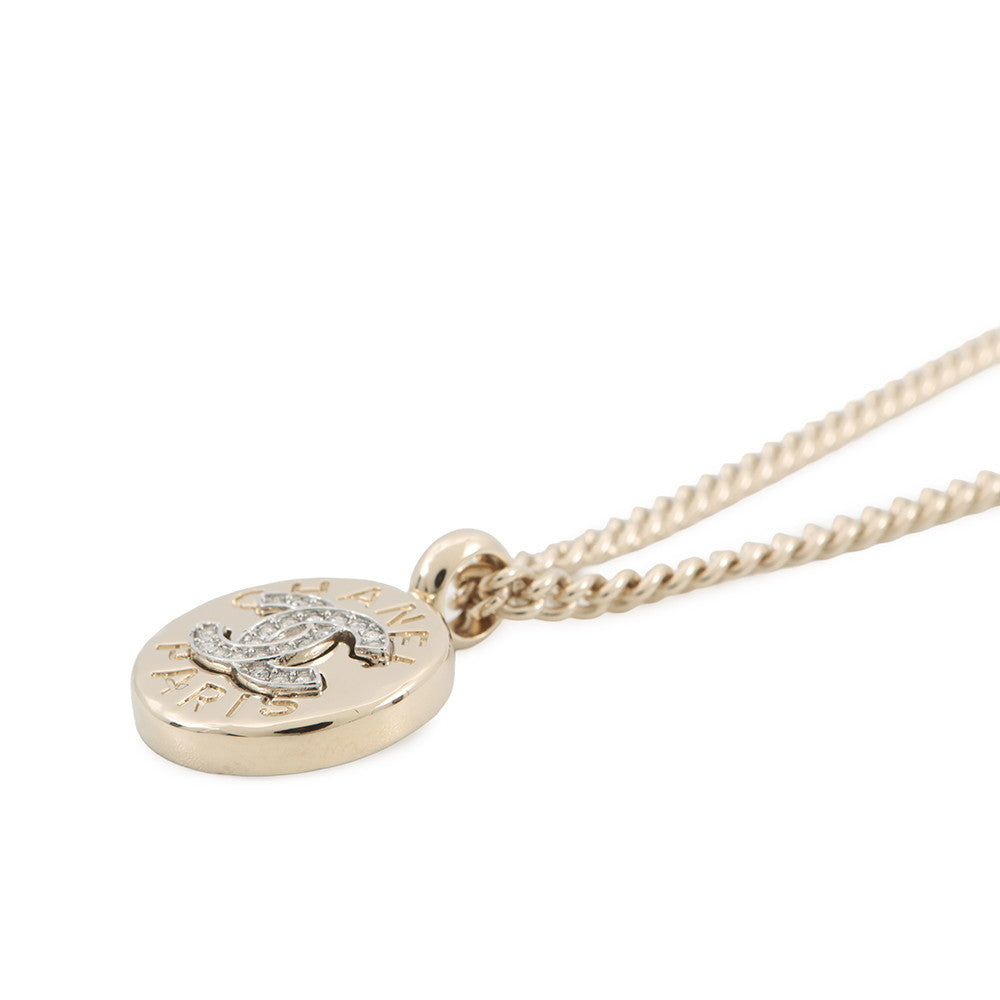 CHANEL CC Logo Coin NecklaceABG026 Gold Plated Rhinestone