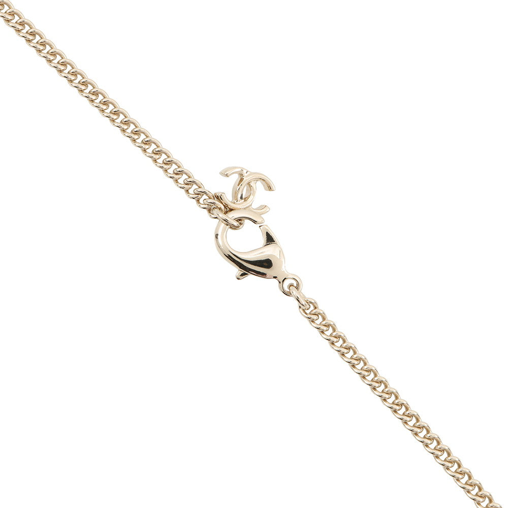 CHANEL CC Logo Coin NecklaceABG026 Gold Plated Rhinestone