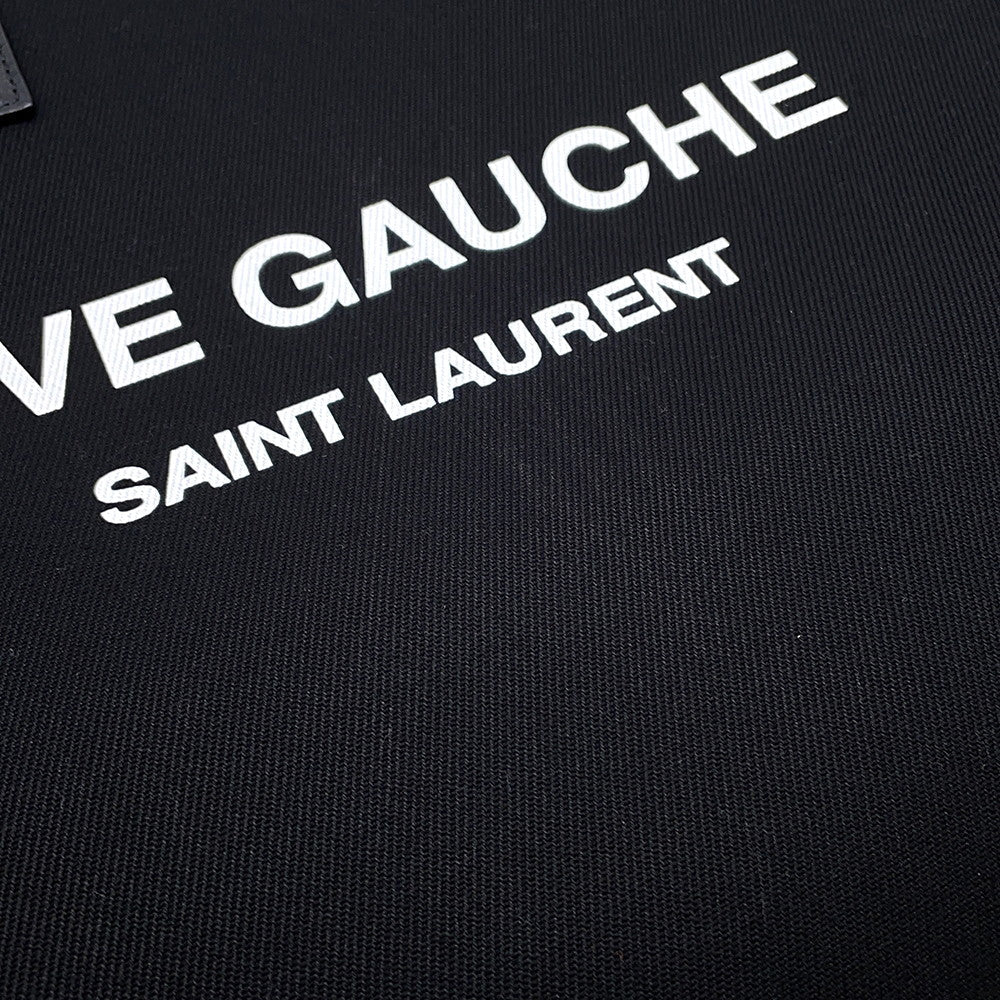 SAINT LAURENT PARIS Rive Gauche Tote Bag Black632539 Canvas Leather Size Small