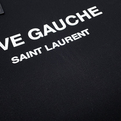 SAINT LAURENT PARIS Rive Gauche Tote Bag Black632539 Canvas Leather Size Small