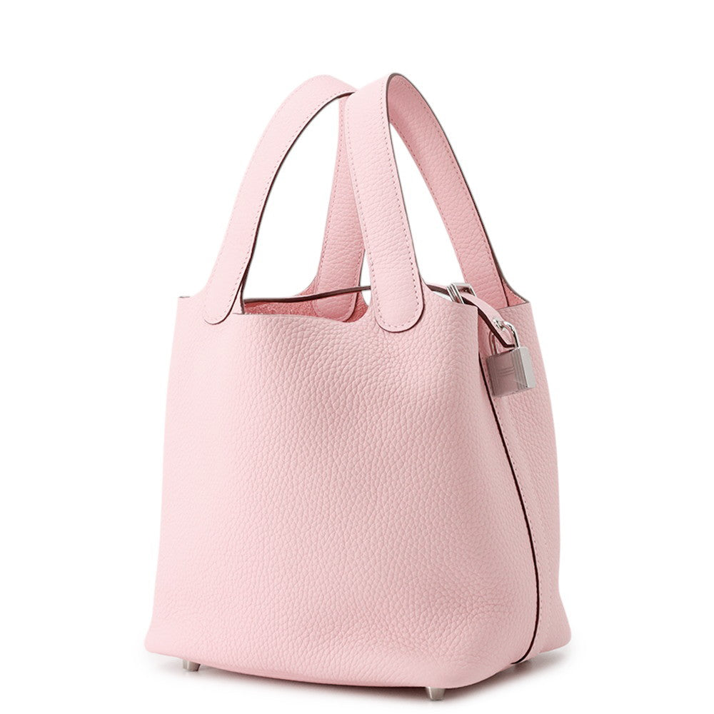 HERMES Picotin Lock Rose Sakura Taurillon Clemence Size PM