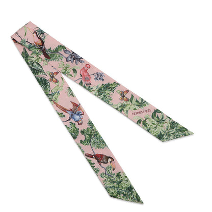 HERMES Twilly Equator Rose Nakul / Green / Gray Silk100%