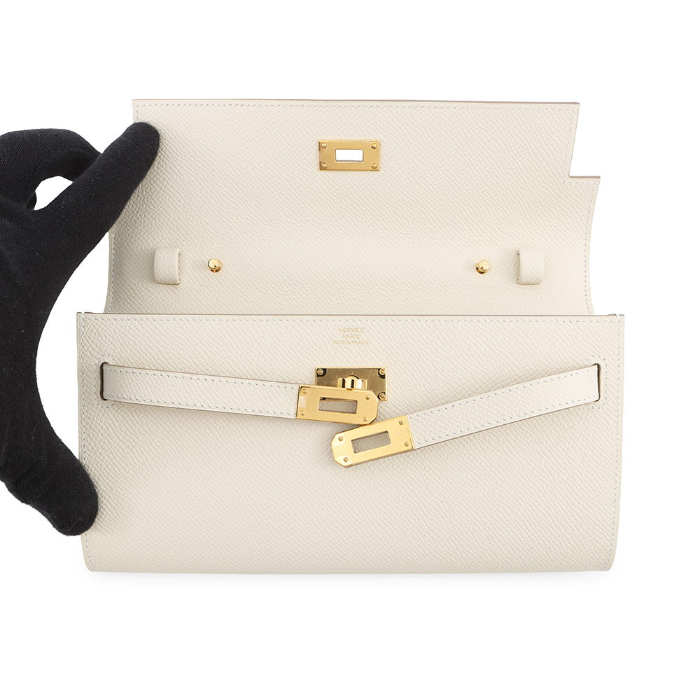 HERMES Kelly Long Wallet To Go Craie Epsom