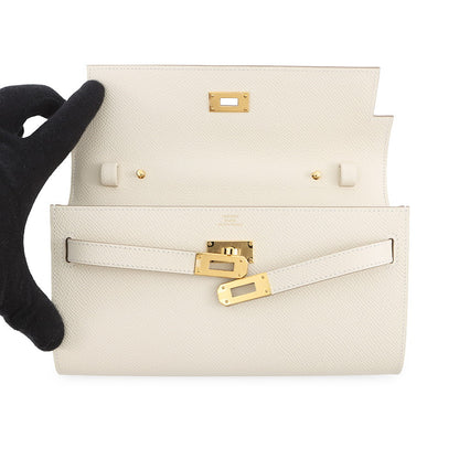 HERMES Kelly Long Wallet To Go Craie Epsom