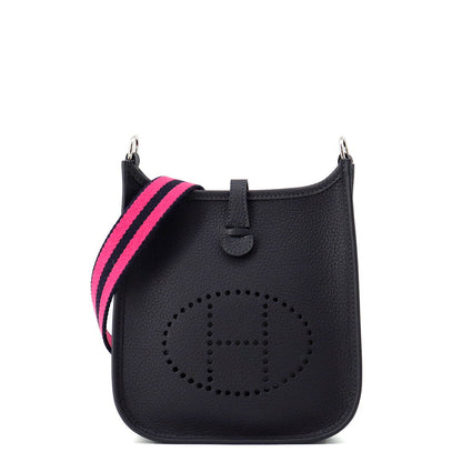 HERMES Evelyne Amazon Long Caban/Rose Shocking/Blue Indigo Taurillon Clemence Size TPM