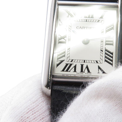 CARTIER tank mast SM H29.5mm×W22mm Stainless Steel Leather Silver DialWSTA0042