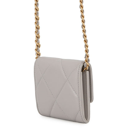 CHANEL CHANEL 19 Flap Compact Chain Shoulder Wallet GrayAP1787 Lambskin