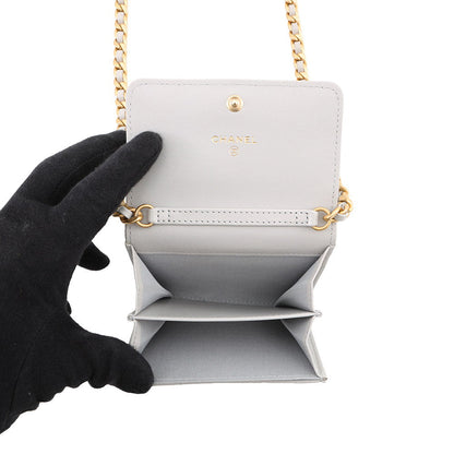 CHANEL CHANEL 19 Flap Compact Chain Shoulder Wallet GrayAP1787 Lambskin