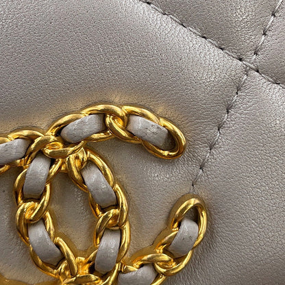 CHANEL CHANEL 19 Flap Compact Chain Shoulder Wallet GrayAP1787 Lambskin