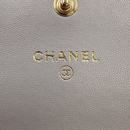 CHANEL CHANEL 19 Flap Compact Chain Shoulder Wallet GrayAP1787 Lambskin