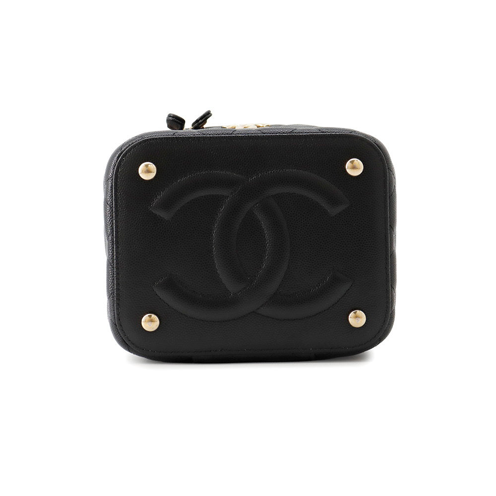 CHANEL Matelasse Vanity Chain Shoulder Bag BlackAS2362 Caviar Leather