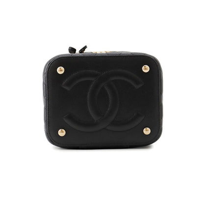 CHANEL Matelasse Vanity Chain Shoulder Bag BlackAS2362 Caviar Leather