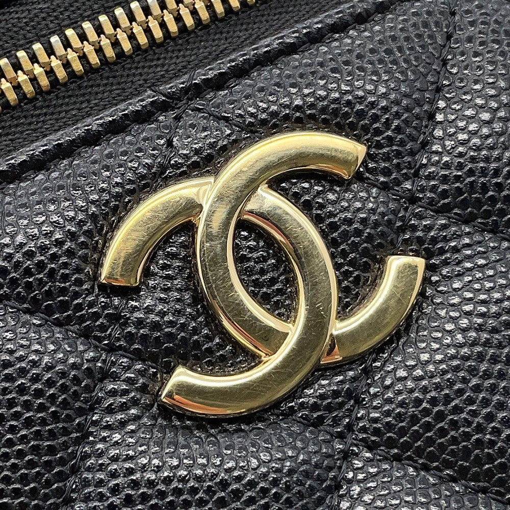 CHANEL Matelasse Vanity Chain Shoulder Bag BlackAS2362 Caviar Leather