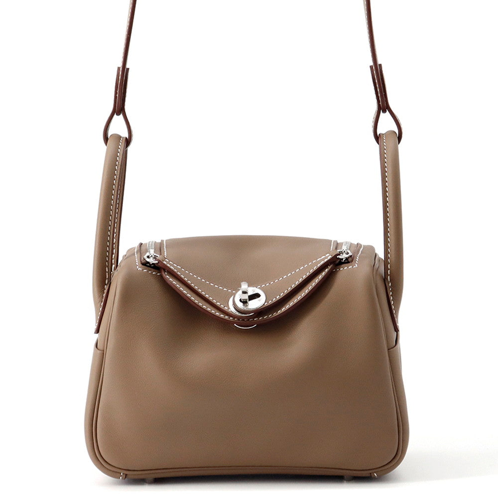 HERMES Lindy Etoupe Swift Leather Size Mini