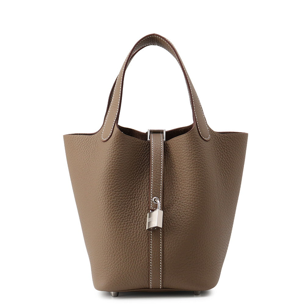 HERMES Picotin Lock Etoupe Taurillon Clemence Size PM