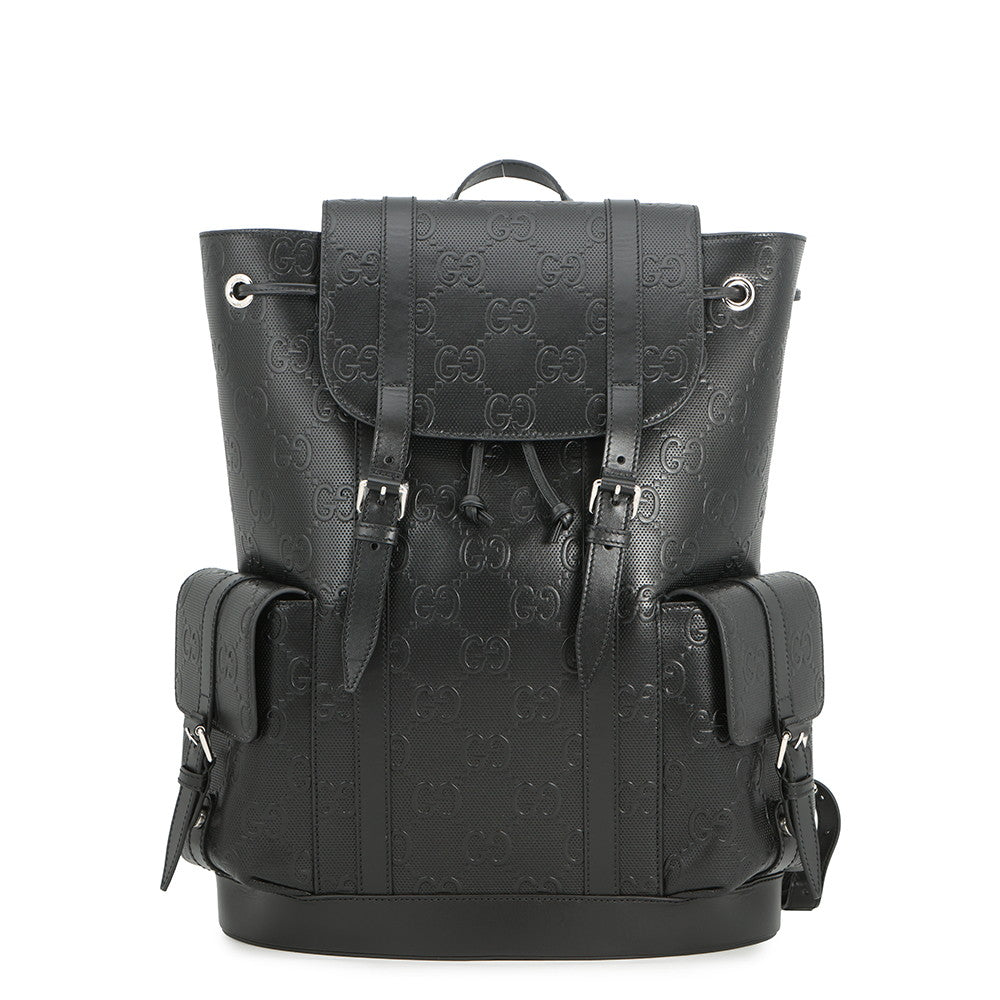 GUCCI GG Embossed Backpack Black625770 Leather