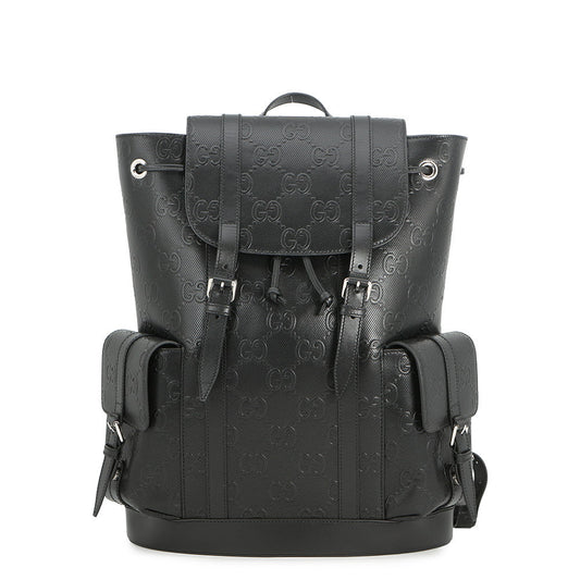 GUCCI GG Embossed Backpack Black625770 Leather