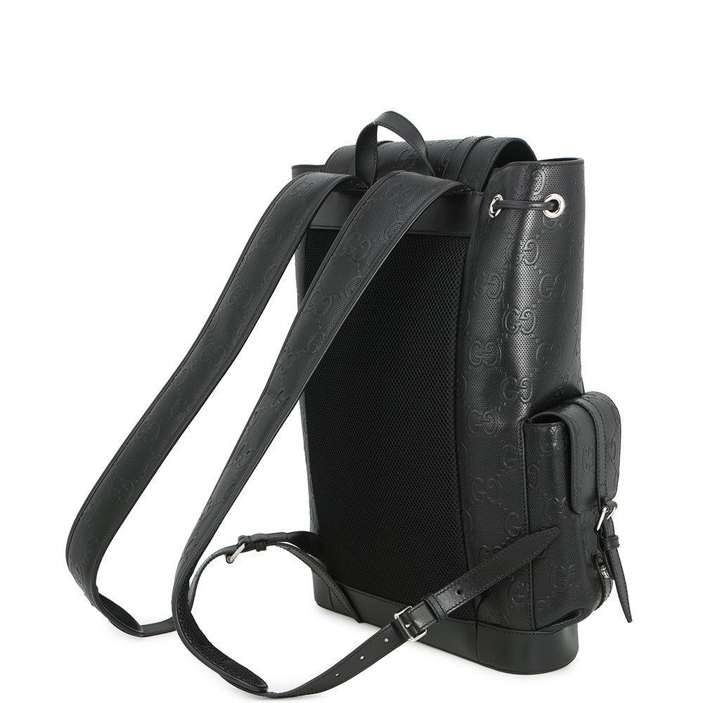 GUCCI GG Embossed Backpack Black625770 Leather