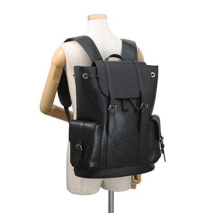 GUCCI GG Embossed Backpack Black625770 Leather