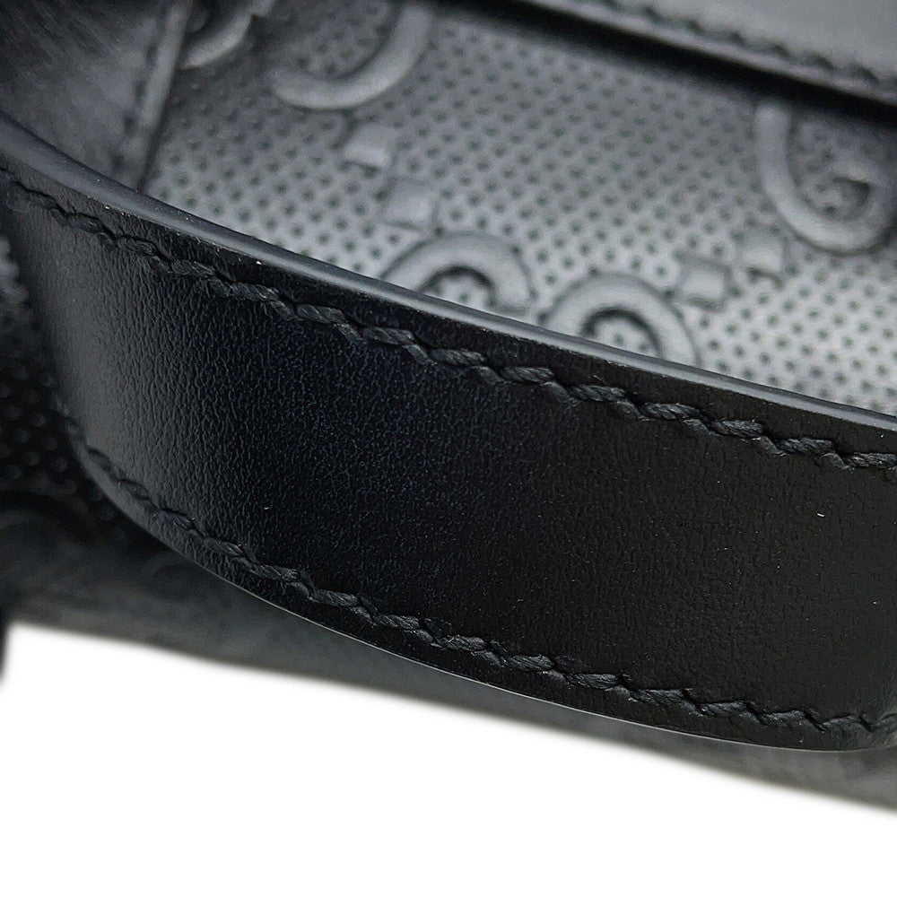 GUCCI GG Embossed Backpack Black625770 Leather