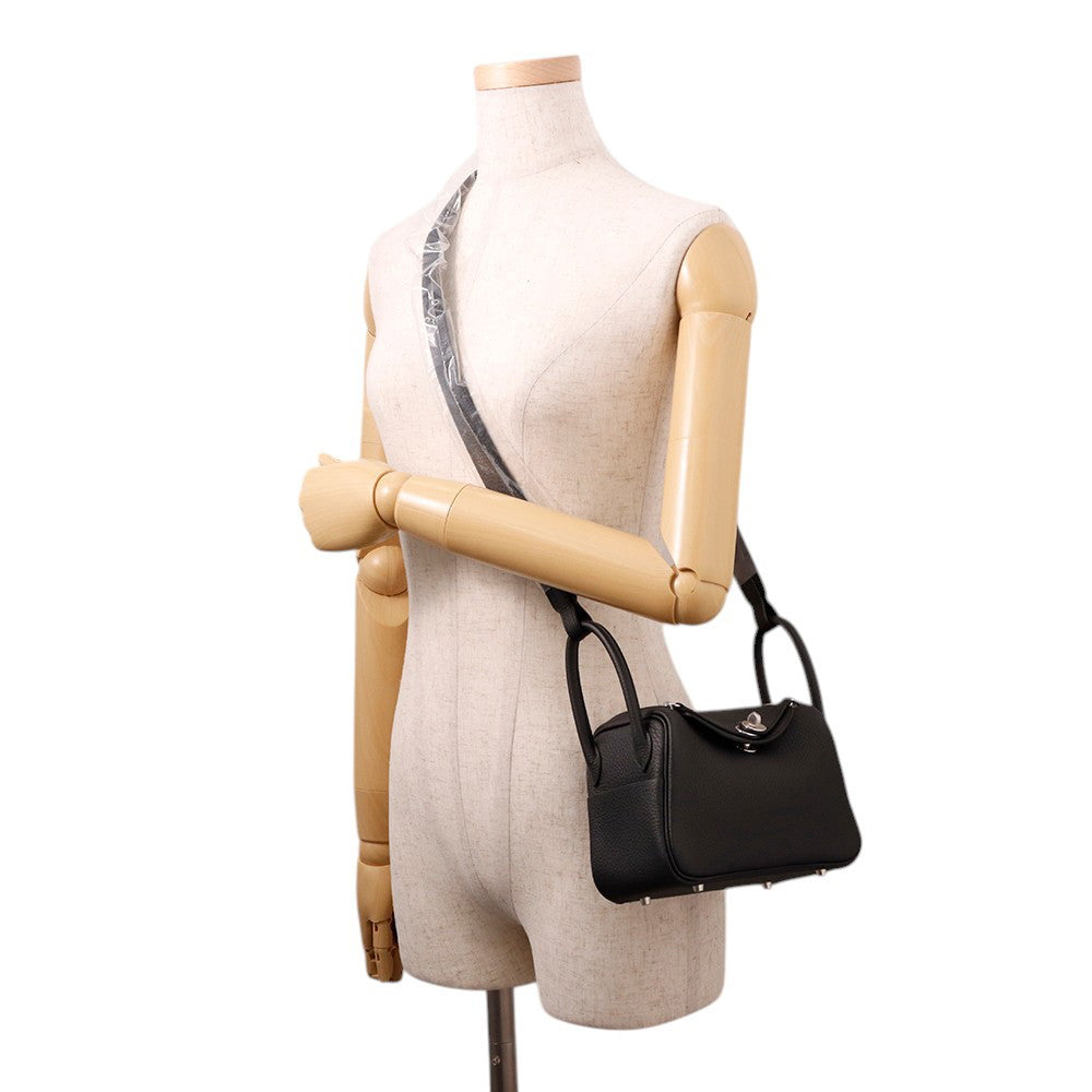 HERMES Lindy Black Taurillon Clemence Size Mini