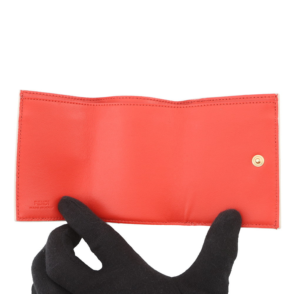 FENDI Baguette Micro Compact Wallet Ivory/Red8M0395 Leather