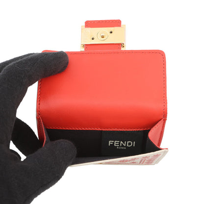 FENDI Baguette Micro Compact Wallet Ivory/Red8M0395 Leather