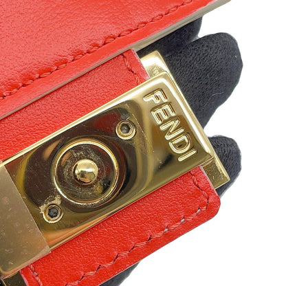 FENDI Baguette Micro Compact Wallet Ivory/Red8M0395 Leather