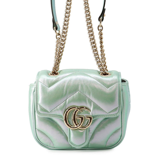 GUCCI GG Marmont ChainShoulder Bag Green739682 Leather Size Mini