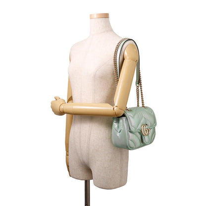 GUCCI GG Marmont ChainShoulder Bag Green739682 Leather Size Mini