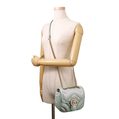 GUCCI GG Marmont ChainShoulder Bag Green739682 Leather Size Mini
