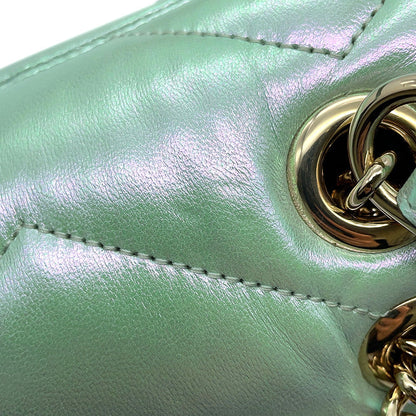 GUCCI GG Marmont ChainShoulder Bag Green739682 Leather Size Mini