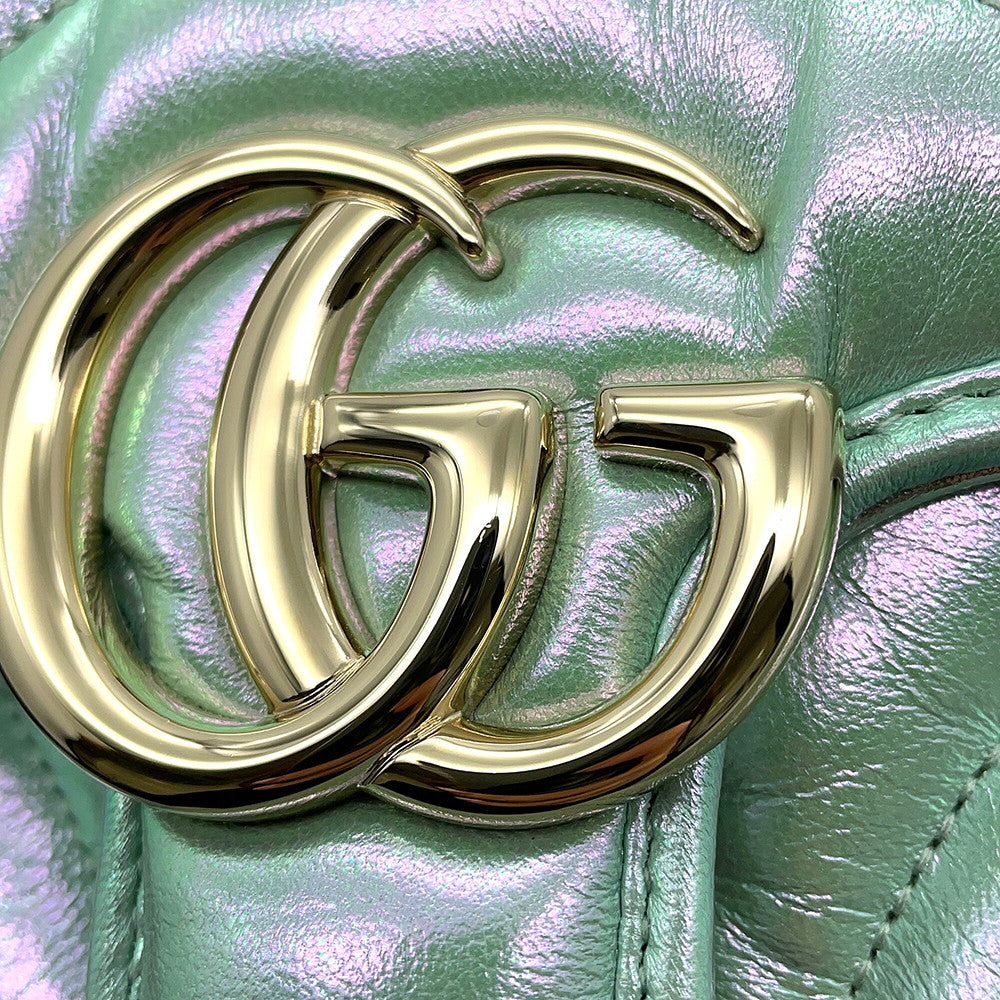 GUCCI GG Marmont ChainShoulder Bag Green739682 Leather Size Mini
