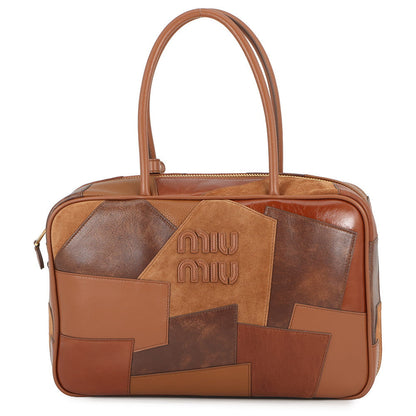 MIUMIU Patchwork Bow Bag CognacBrown5BB117_2CRI_F0046_V_MLN Leather Size Large