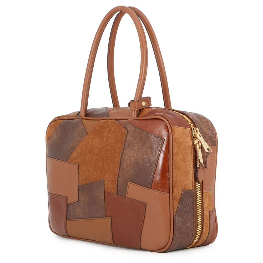 MIUMIU Patchwork Bow Bag CognacBrown5BB117_2CRI_F0046_V_MLN Leather Size Large