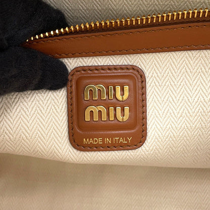MIUMIU Patchwork Bow Bag CognacBrown5BB117_2CRI_F0046_V_MLN Leather Size Large