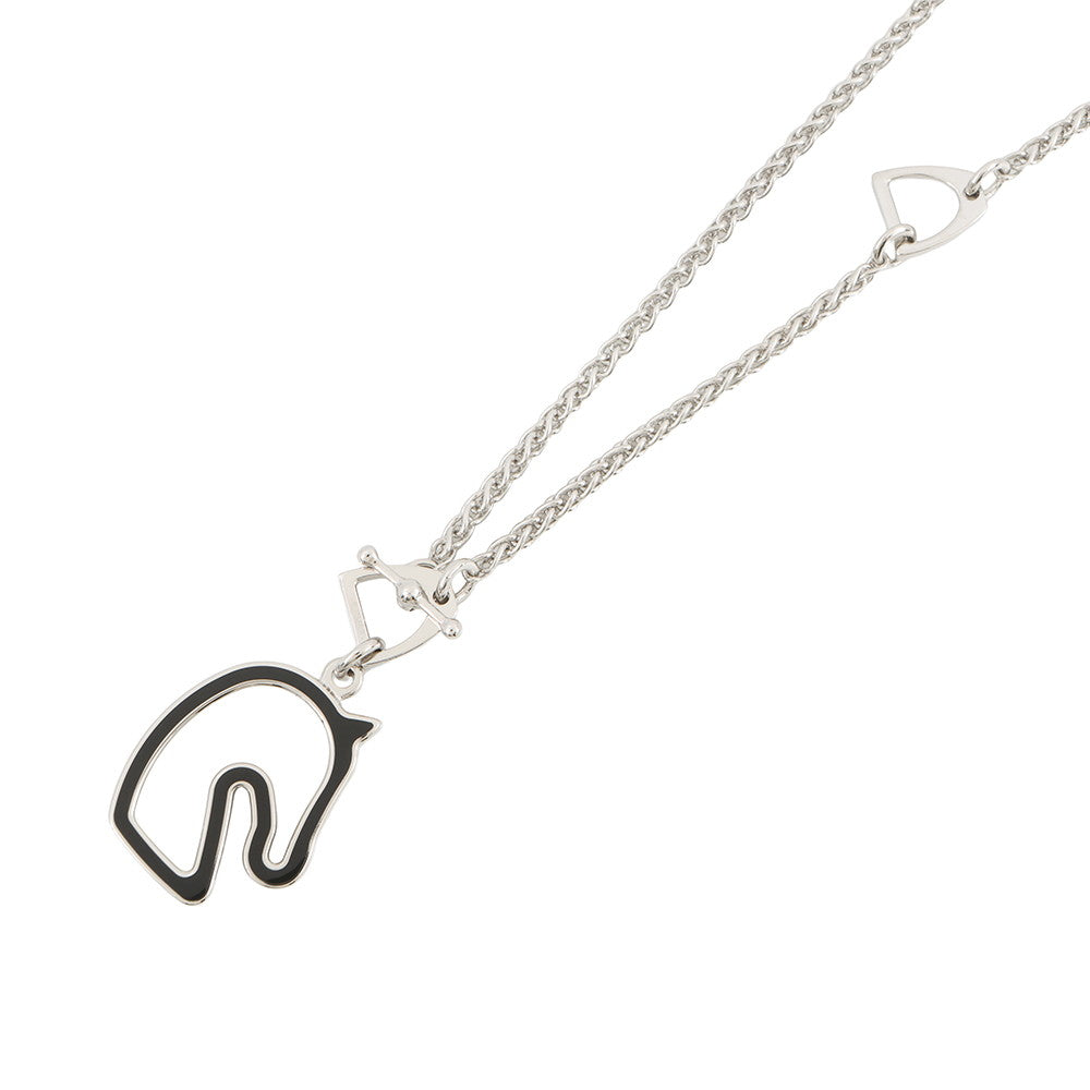HERMES Tonnerre Necklace Size Small Black Metal