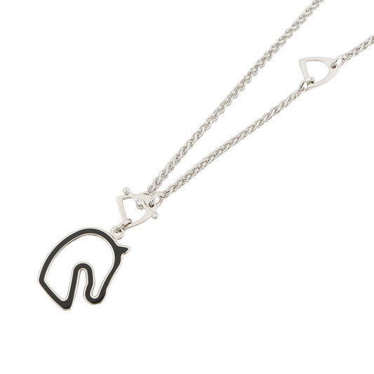 HERMES Tonnerre Necklace Size Small Black Metal