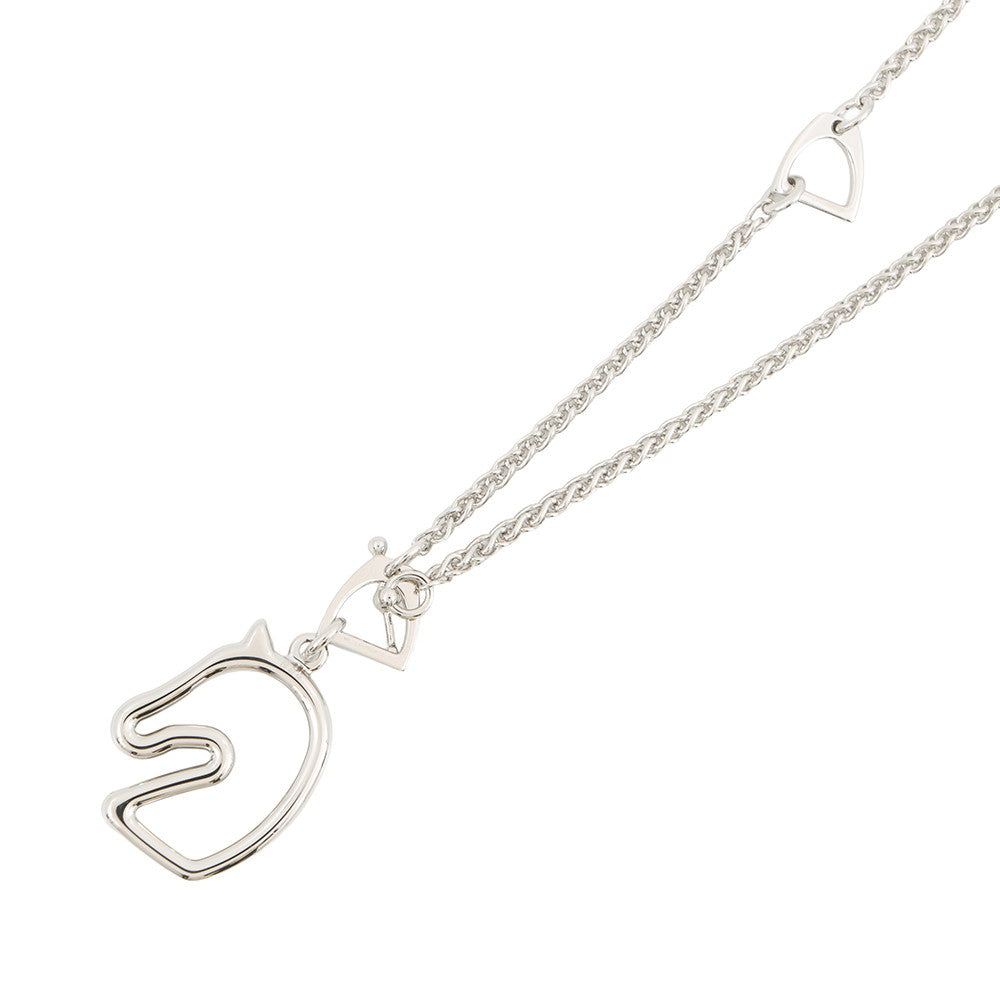 HERMES Tonnerre Necklace Size Small Black Metal