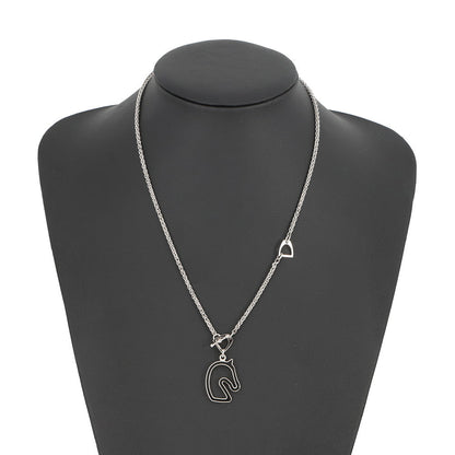 HERMES Tonnerre Necklace Size Small Black Metal