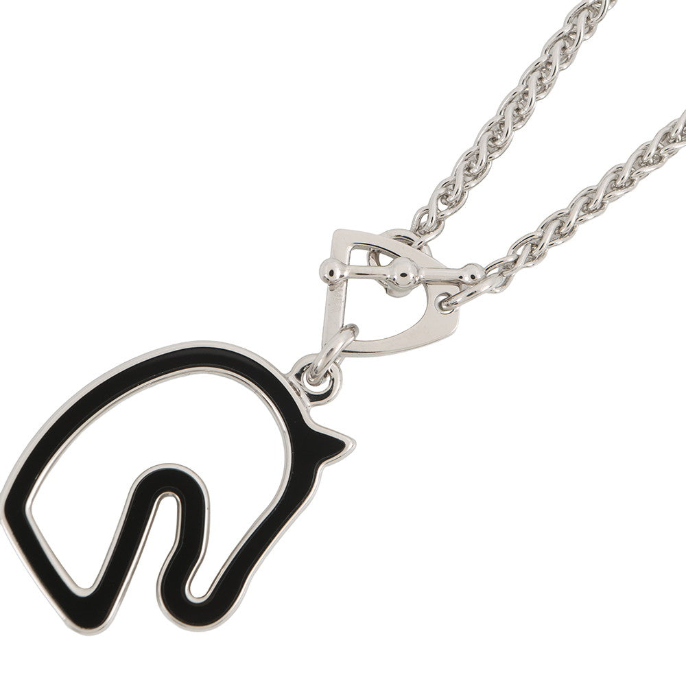HERMES Tonnerre Necklace Size Small Black Metal