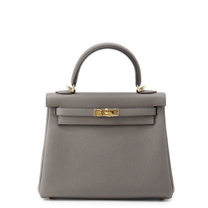 HERMES Kelly Retourne sewing Etain Togo Leather Size 25