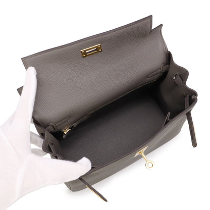 HERMES Kelly Retourne sewing Etain Togo Leather Size 25